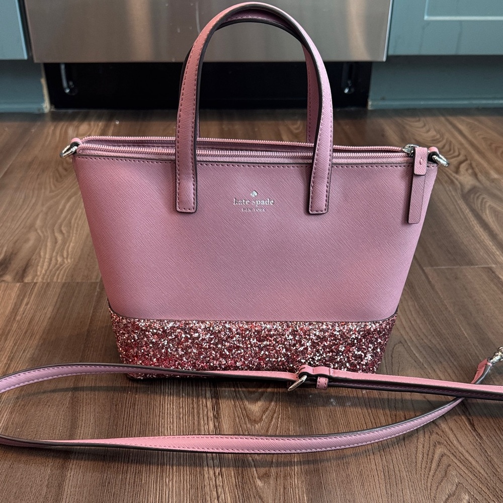 Kate Spade Pinky Purple Crossbody Bag with Glitter Accent